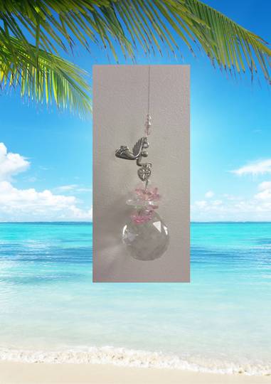 Pink Crystal Hanging Angel Suncatcher